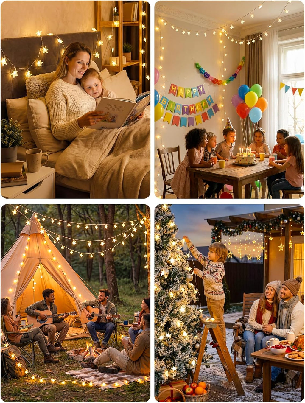 Star String Lights - 39ft 100 LED Fairy Lights with Remote | Waterproof Indoor Outdoor Decor - Warm White