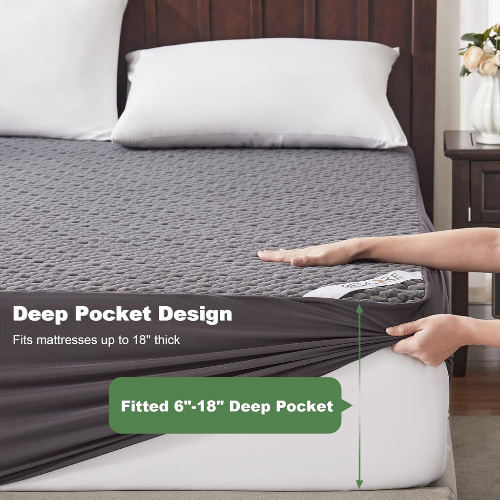 Skiennix Waterproof Mattress Protector - Queen Size Fitted Pad with 3D Air Fabric | Noiseless & Washable