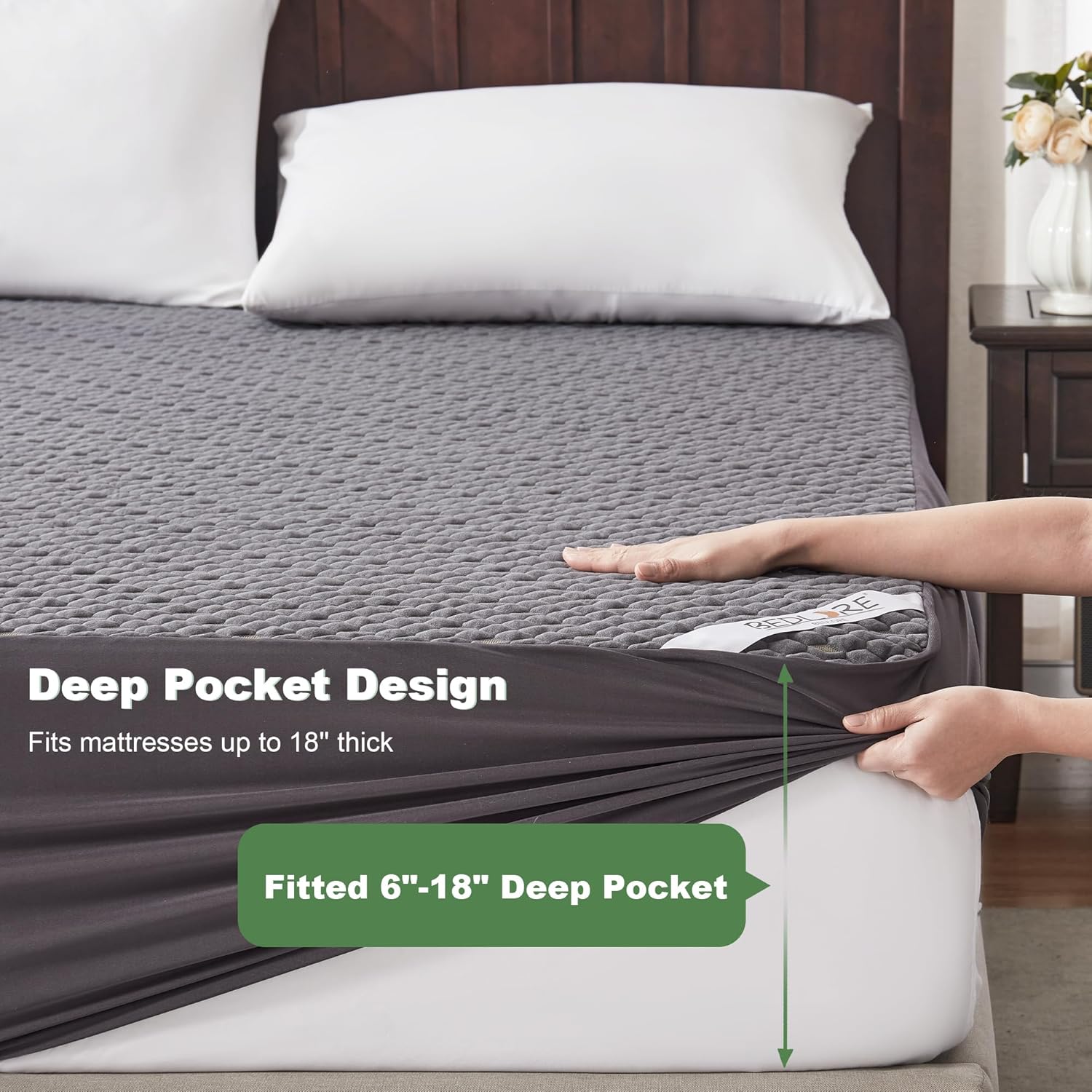 Skiennix Waterproof Mattress Protector - Queen Size Fitted Pad with 3D Air Fabric | Noiseless & Washable