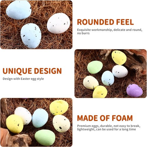 Abaodam Artificial Bird Eggs - 100pcs Speckled Mini Foam Eggs for DIY Crafts & Easter Decor