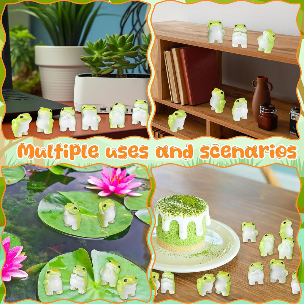 Novabright Mini Resin Frog Figurines - 30 Pcs Cute Decorations for Fairy Gardens & Home Decor