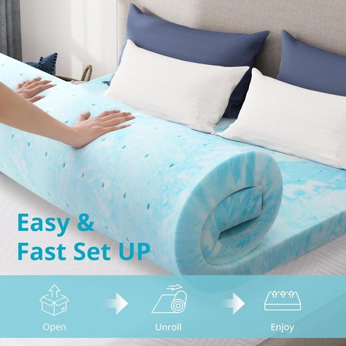 CH Charme House Mattress Topper 2 Inch Full Size, Gel Infused Memory Foam Bed Topper for Back Pain Relief, Cooling Mattress Pad, CertiPUR-US Certified, 75×54"