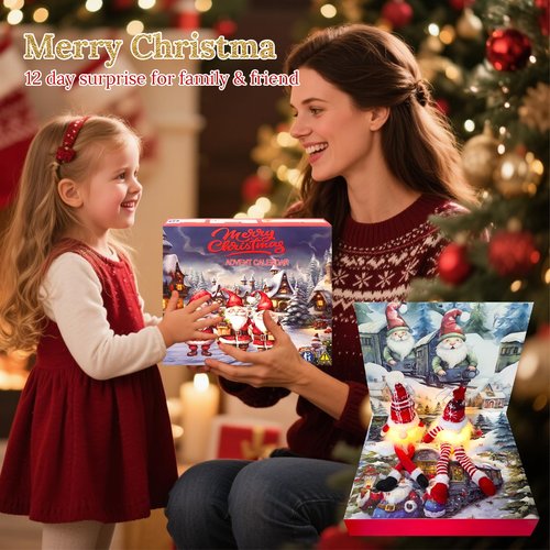 Gnome Christmas 2025 Advent Calendar,with Light-Up Dwarf Ornaments, 24-Day Christmas Gnome Countdown Calendar Decoration for Tree Window Mantel, Xmas Gifts for Kids Teens Boys Girls Adults Friends (12 dwarfs)