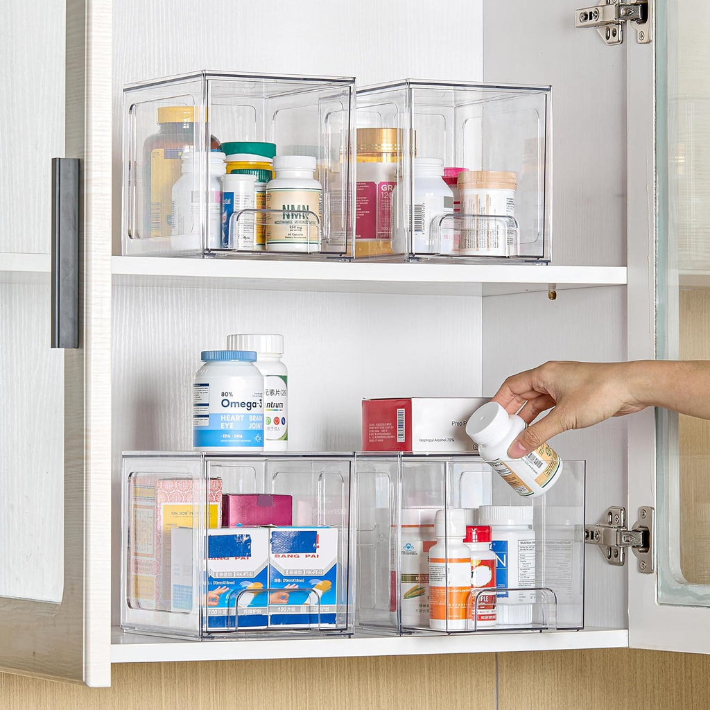 Vtopmart Stackable Storage Drawers - 6.6'' Tall Clear Acrylic Organizers for Bathroom & Kitchen