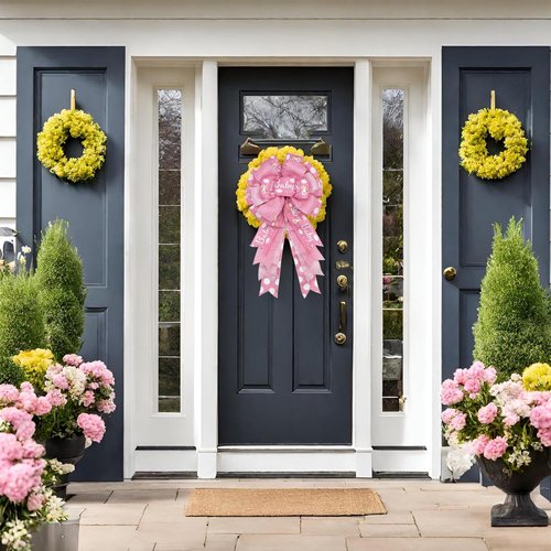 Montekin Large Baby Shower Bows - 20x11 Inch Wired Burlap Wreath Bow for Boys & Girls | Pink 2-Pack