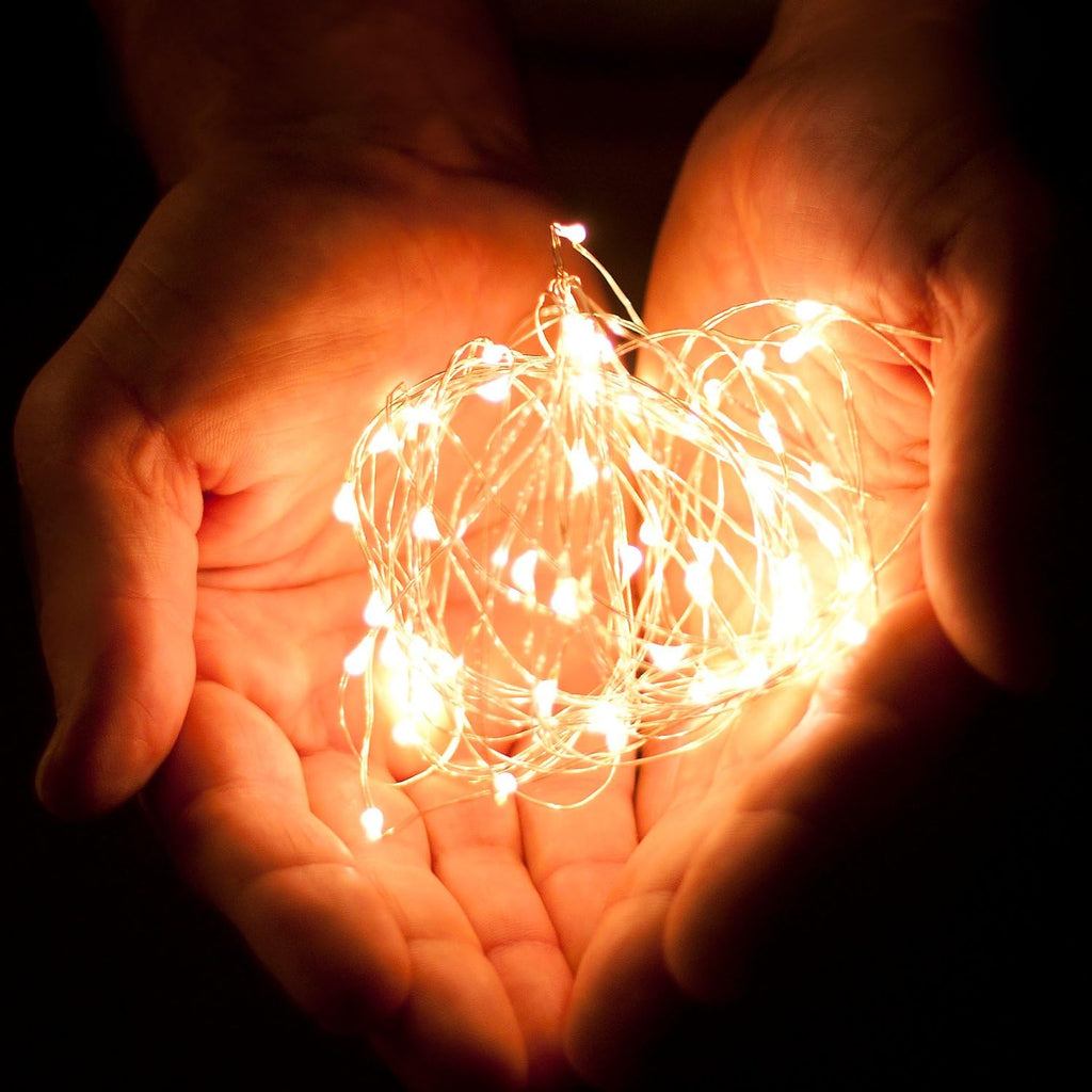 Skiennix 20 LED Warm White String Lights - 6.5 Feet Silver Wire, Battery Powered for Indoor/Outdoor Decor