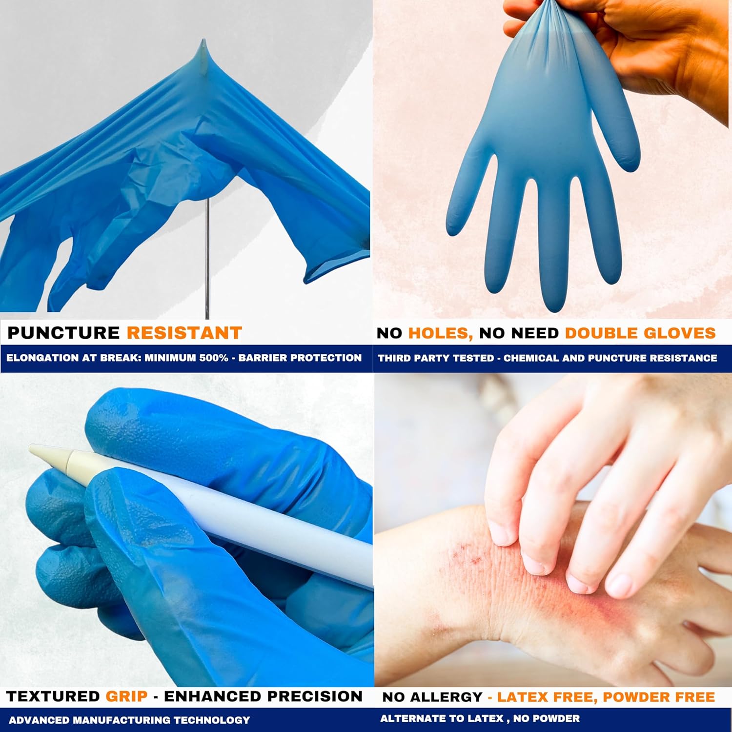 Nitrile Disposable Gloves - Latex-Free, Powder-Free, Food Grade | 3-6 MIL for Lab, Cleaning & Auto Mechanics