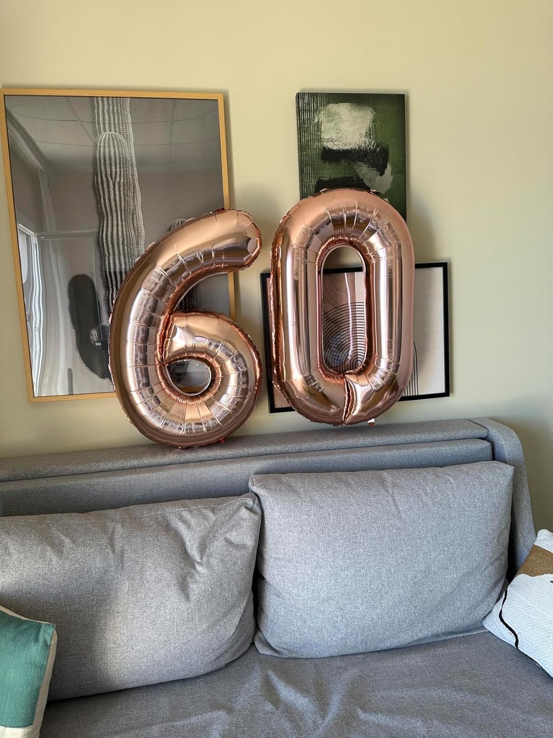 Rose Gold 60th Birthday Decorations - Elegant Party Set with Big Number Balloons for Men & Women
