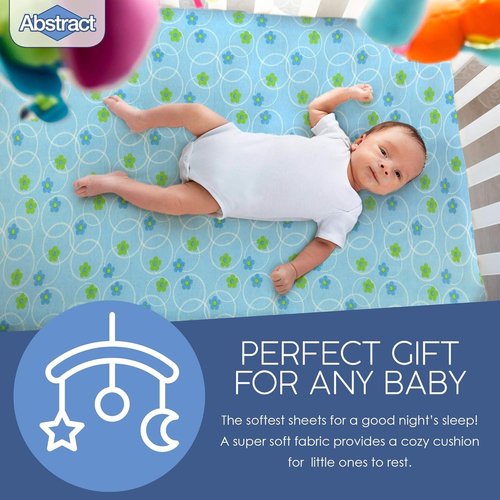 Abstract Cotton Crib Sheets - Ultra Soft Fitted Crib Sheet for Standard Mattresses - 28"x52" Blue Floral