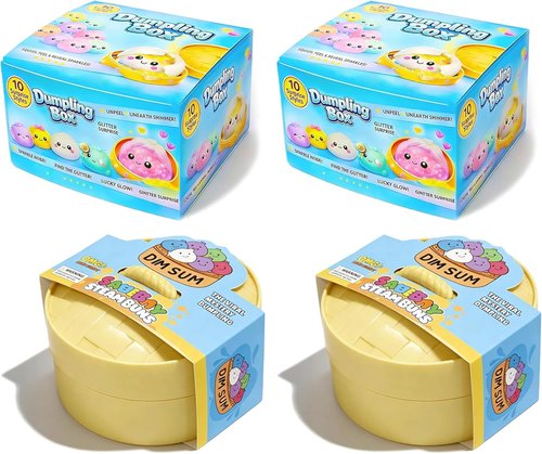 Glitter Dumpling Squishy Set by [Brand Name] - 2-Pack Colorful Stress Relief Toys | Sparkly Party Favors