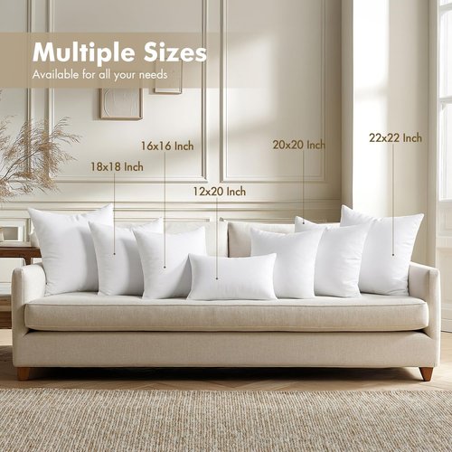 MIULEE Throw Pillow Inserts - Pack of 4, 18x18 Inch, Soft 100% Virgin Microfiber Filling for Couch & Bed
