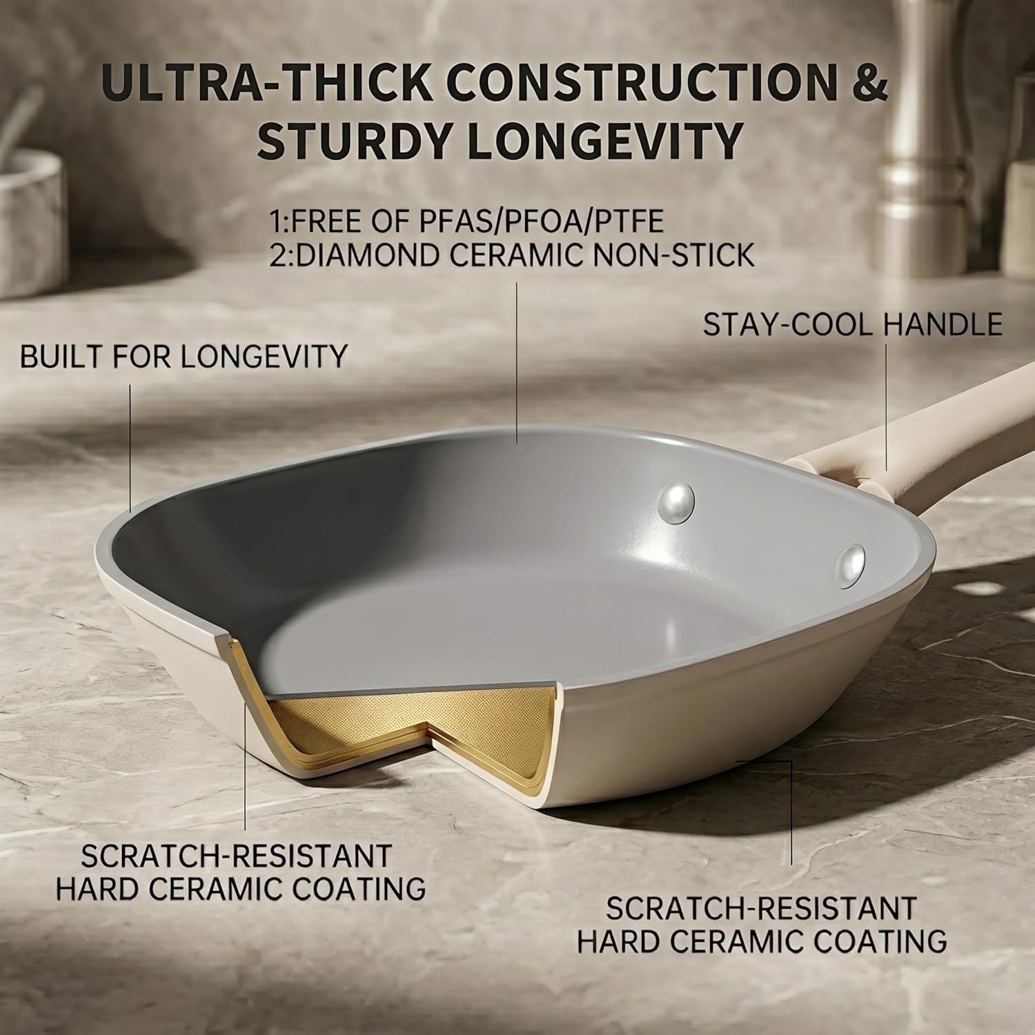 Skiennix 8-Inch Ceramic Nonstick Frying Pan - Eco-Friendly, PFAS & PFOA-Free, Induction Compatible