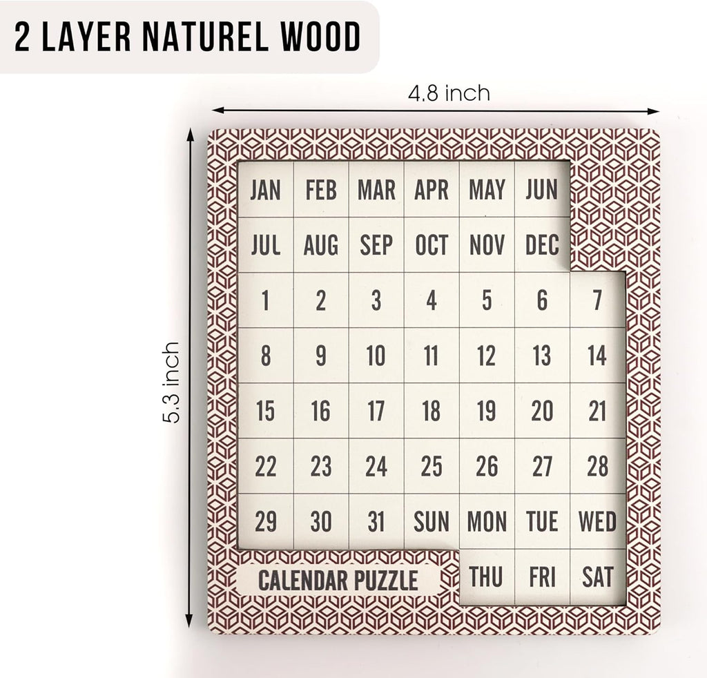 Skiennix Daily Calendar Puzzle - Challenging Wooden Puzzle for Adults | Perfect Easter & Christmas Gift (1 Pack)