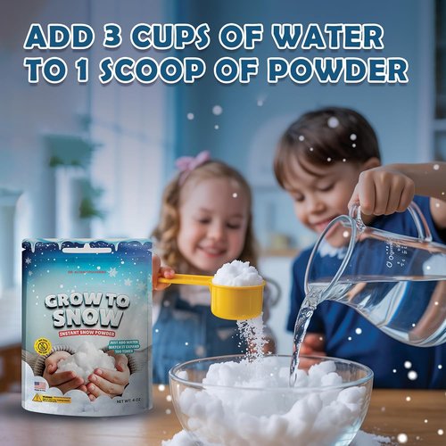 Grow to Snow Instant Snow Powder - Realistic Artificial Snow for Sensory Play & Holiday Decor | 5 Gallons