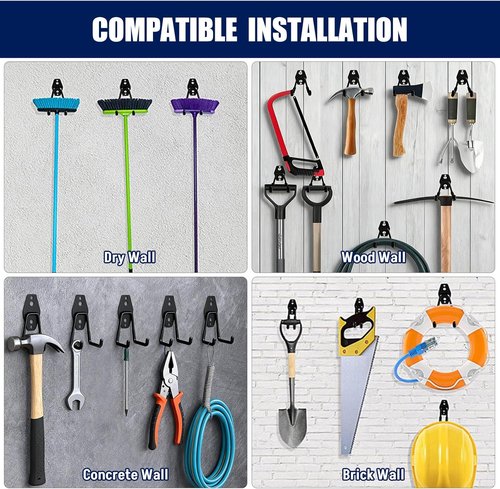 **Skiennix Heavy Duty Garage Hooks - 17 Pack Anti-Slip Wall Mount Utility Hooks for Tools & Ladders**