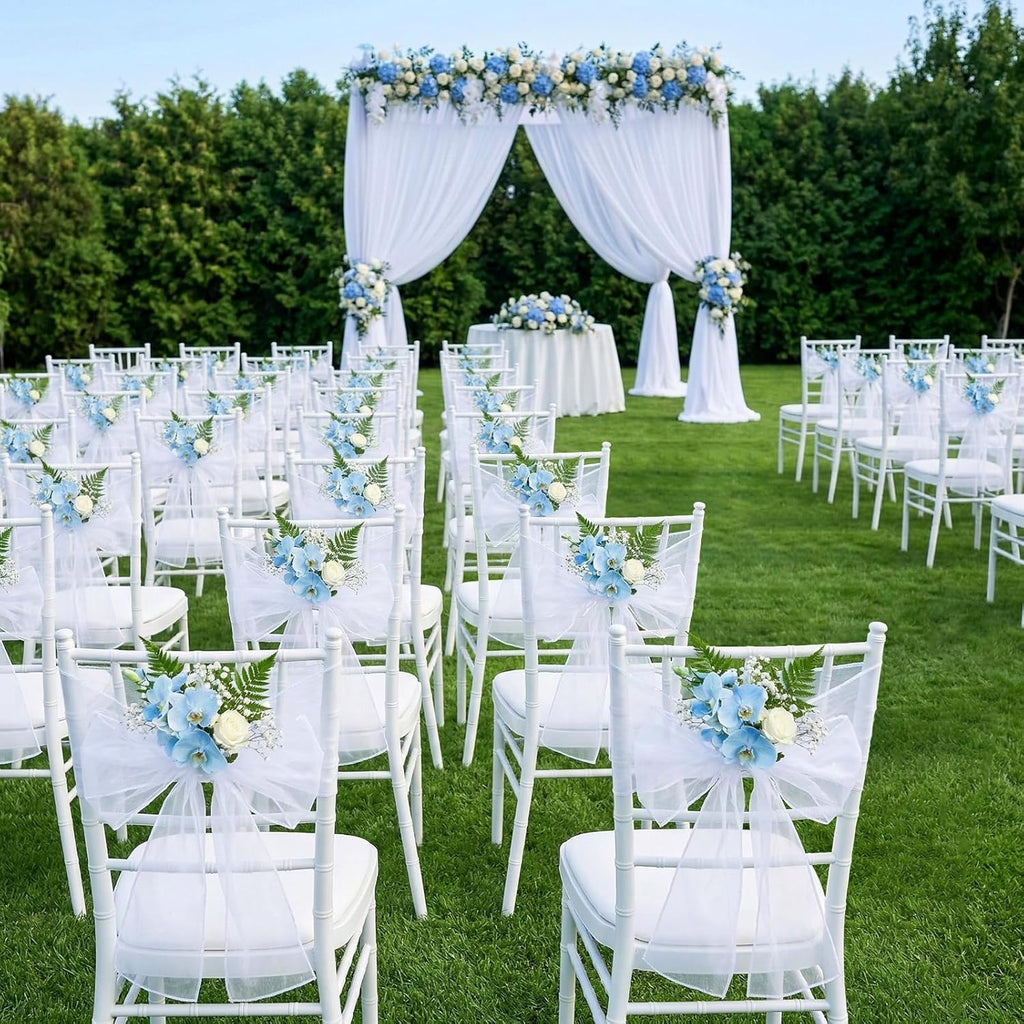 Tosnail 30 Pack Organza Chair Sashes - Elegant White Tulle Bow Ties for Weddings & Parties | 108 x 6.7 Inches