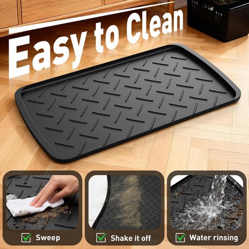 Boot Trays Heavy Duty Rubber Mat - Waterproof Shoe Tray for Entryway | Multi-Purpose 27.56 x 15.75 Inch