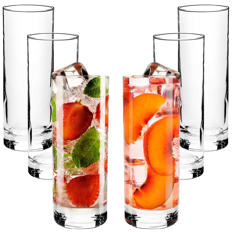 Volarium Highball Glasses with Heavy Base, Clear Drinking Glasses Set for Water, Juice, Cocktails, Wine, Beer, and Whiskey, 12 1/4 Ounce, Set of 6 (Highball Glasses)
