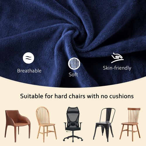 ELFJOY Chair Cushions for Dining Chairs Set of 8 Large Seat Cushions for Office Kitchen Chairs Velvet Soft Chair Pads for Desk Chair with Ties (18"x18" Navy)