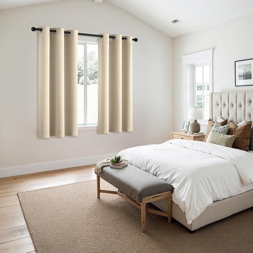 MIULEE Blackout Curtains - Cream Beige Thermal Insulated Drapes | 63-Inch Grommet Top, Noise Reducing