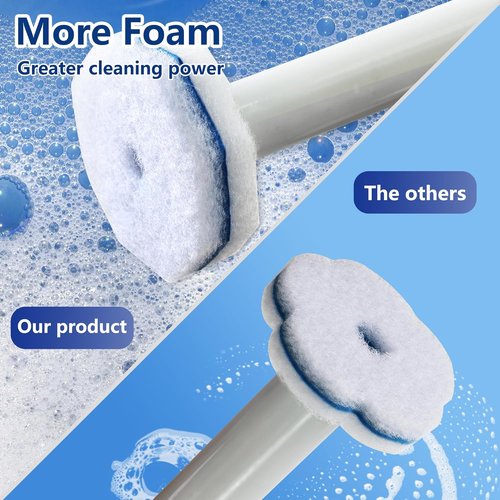FHORAIN Toilet Wand Refills - 40 Count Disposable Brush Heads with Extra Thick Triple-Layer Foaming Power