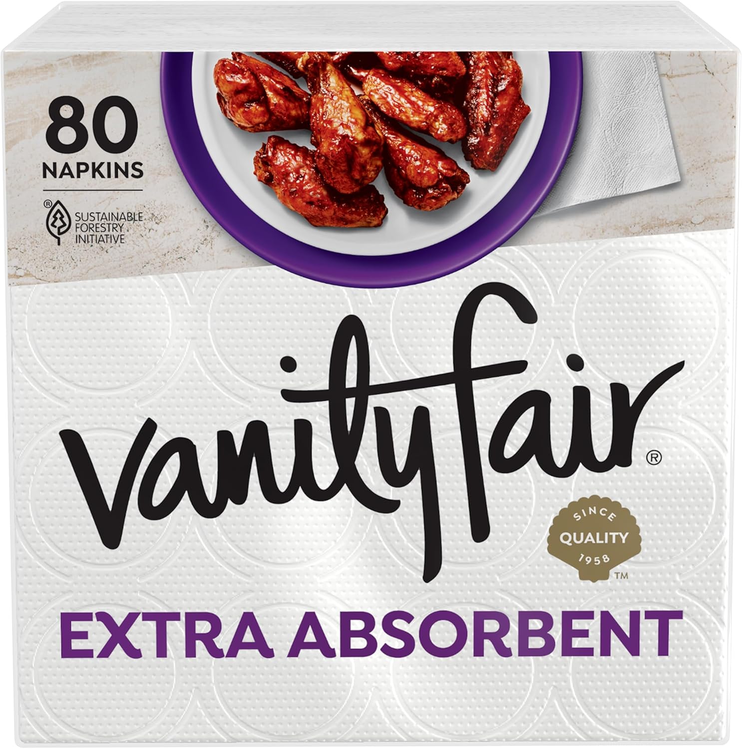 Vanity Fair Extra Absorbent Paper Napkins - Soft & Strong Disposable Napkins | 80 Count for Everyday Use