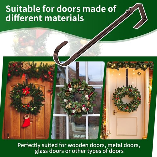 Adjustable Metal Wreath Hanger by [Brand Name] - 12-20 Inch Over The Door Hook for Indoor/Outdoor Use | Holds Up to 20 lbs