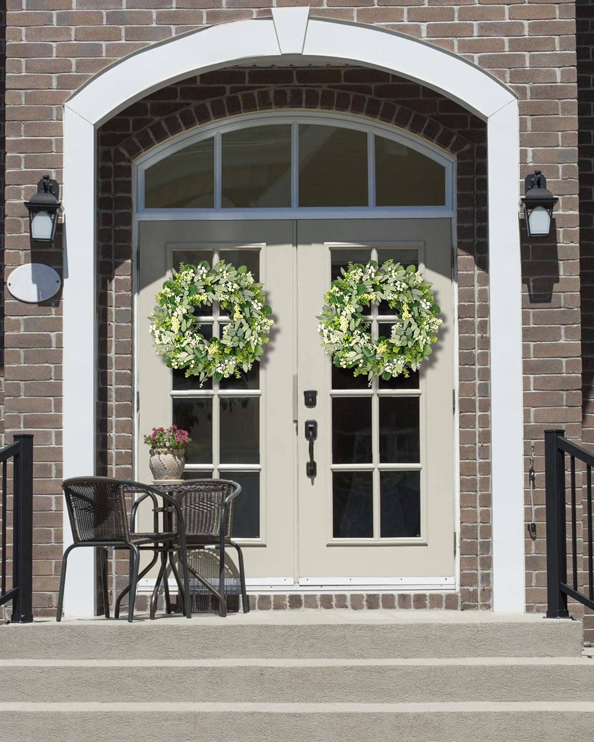 Vlorart Green Eucalyptus Leaf Wreath - 24-26 Inch Artificial Spring & Summer Decor for Front Door | Year-Round Farmhouse Style