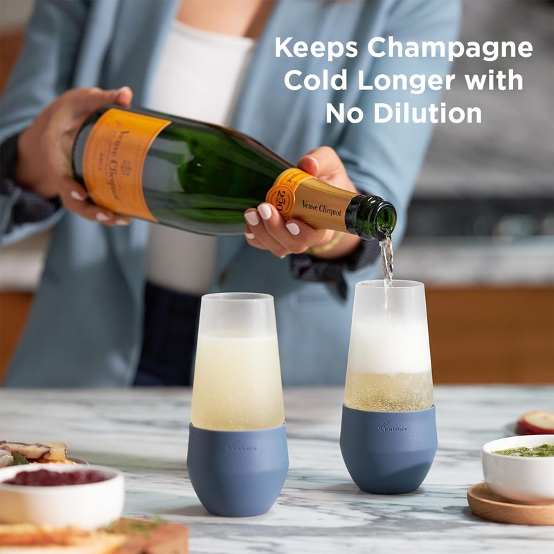 Rabbit Freezable Stemless Champagne Glasses Set of 2, Great Gifts for Wine Lovers