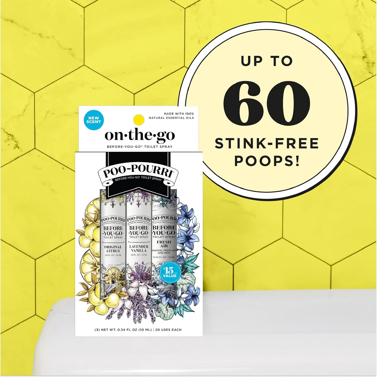 Poo-Pourri Toilet Spray - Travel Essentials Variety Pack | 3 Scents, TSA Approved, 0.34 Fl Oz Each
