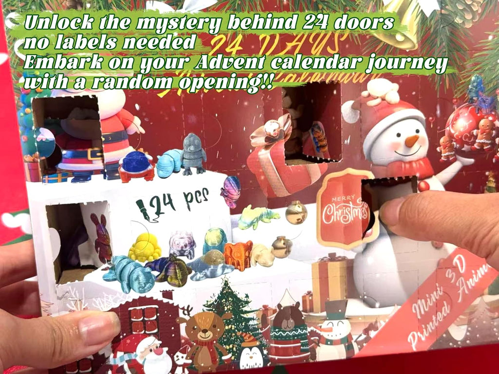 Skiennix 2025 Christmas Advent Calendar - Mini 3D Printed Animal Set for Kids | 24 Days of Fun Gifts