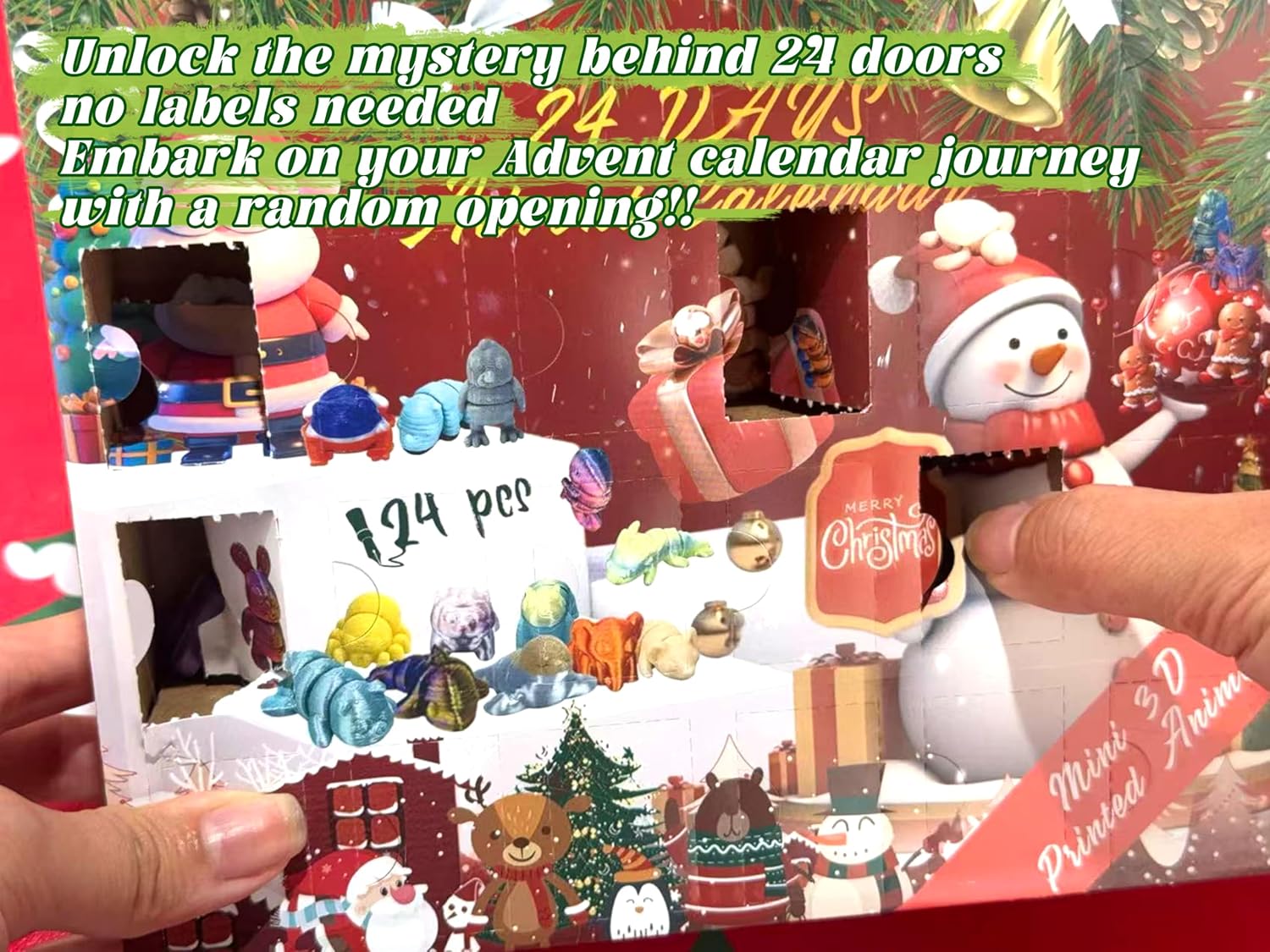 Skiennix 2025 Christmas Advent Calendar - Mini 3D Printed Animal Set for Kids | 24 Days of Fun Gifts