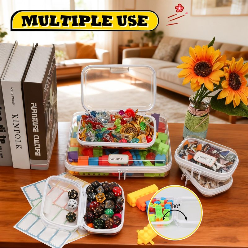 AOBOPLE Clear Hard Shell Zipper Case,3PCS M+L+XL(13.78"x11.8"+9.8"x7.87"+8.66"x6.1") Large Toy Storage Bags,Plastic Transparent Hard Zipper Case Travel Waterproof Organizer Bags for Puzzles,Cosmetics