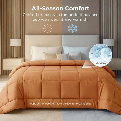 Bedsure Comforter Duvet Insert - Oversized King Size All-Season Down Alternative Bedding | GentleSoft, Burnt Orange 116x98 Inches