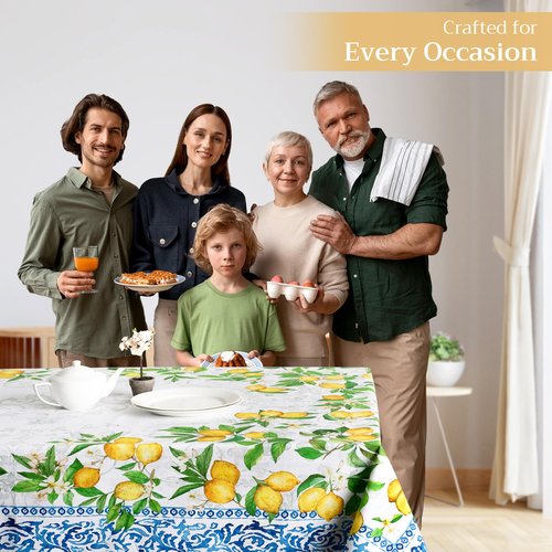 Maison d' Hermine Table Cloth Rectangle Table 100% Cotton 70 x 90 Inches Tablecloth Reusable Decorative for Dining Kitchen Room Farmhouse Home Easter Decorations Spring Summer - Cedrat