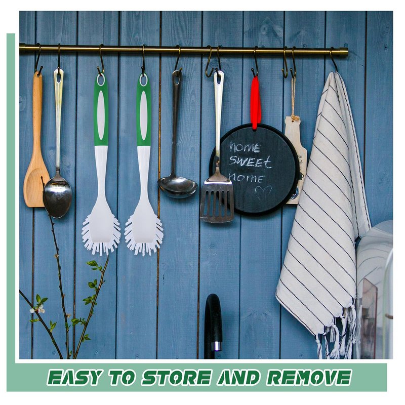 Hsei 30 Pcs Kitchen Scrub Dish Brush Bulk with 11 Inch Handle Cleaning Dish Scrubber with Stiff Bristles Washing Scrub Brushes for Housekeeping for Pots and Pans, Kitchen Sink (Green)