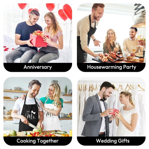 YNMAI Wedding Gifts for Couples, Mr and Mrs Aprons Engagement Presents for His and Her, Kitchen Cooking Bride To Be Gifts, Funny Wedding Gifts Box for Friend Sister Hubby and Wifey