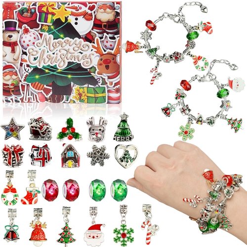 Advent Calendar 2025 - DIY Jewelry Charm Bracelet Kit for Girls | 24 Days Christmas Countdown Gift