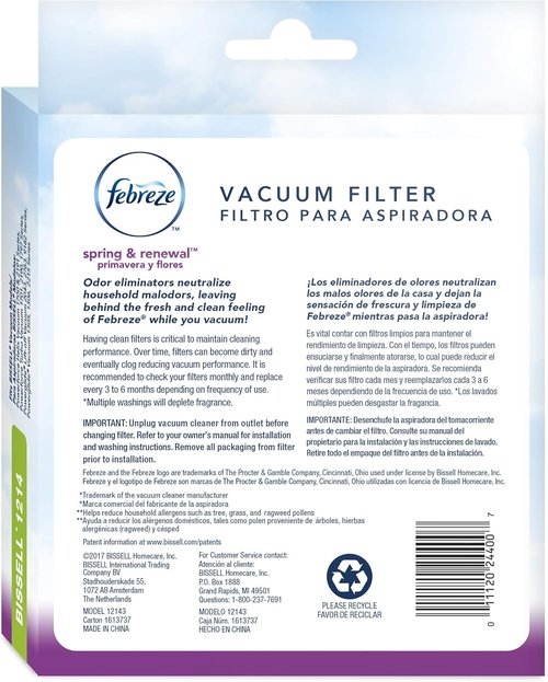 BISSELL Febreze Cleanview & PowerGlide Pet Replacement Filter - Model 12141 for Enhanced Cleaning
