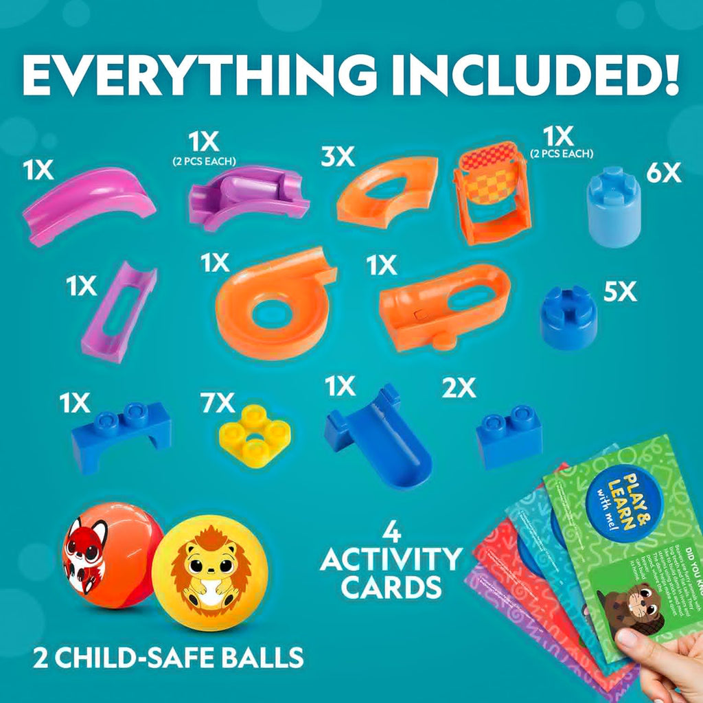 National Geographic Kids Junior Jumbo Marble Run - 35-Piece Buildable Ball Drop Toy for Toddlers & Preschoolers Ages 2+