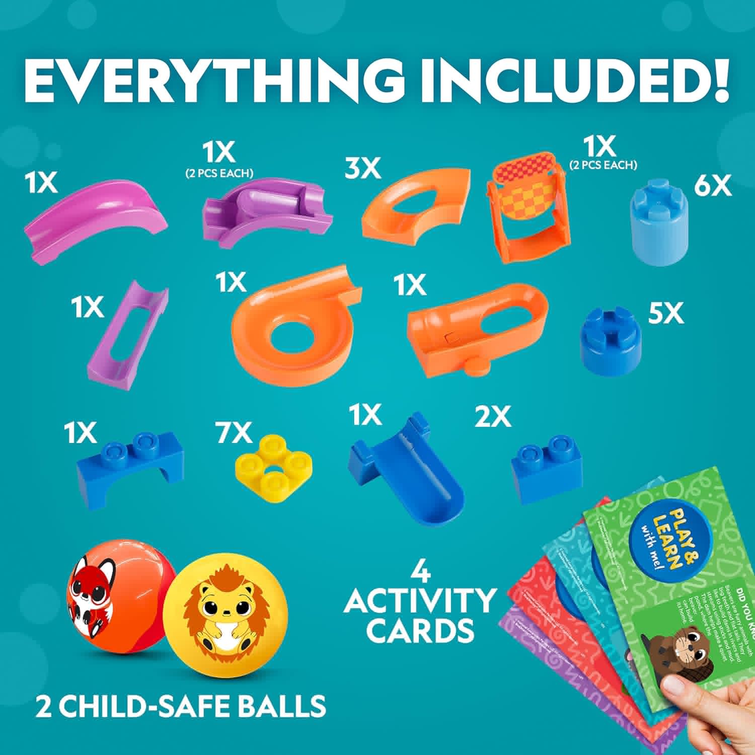 National Geographic Kids Junior Jumbo Marble Run - 35-Piece Buildable Ball Drop Toy for Toddlers & Preschoolers Ages 2+