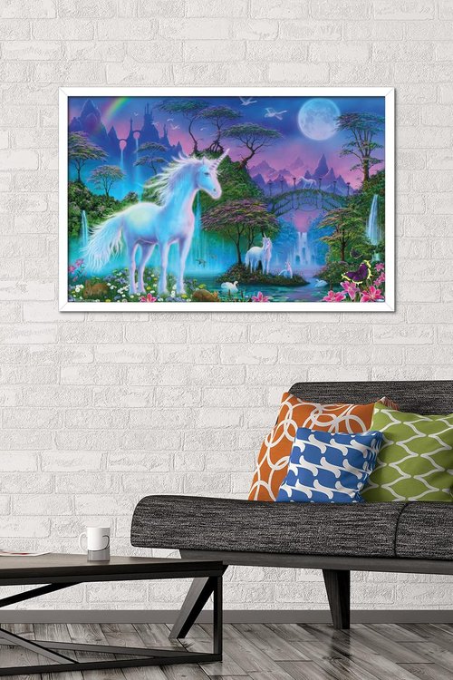 Trends International Unicorn Meadow Wall Poster, 22.375" x 34", White Framed Version