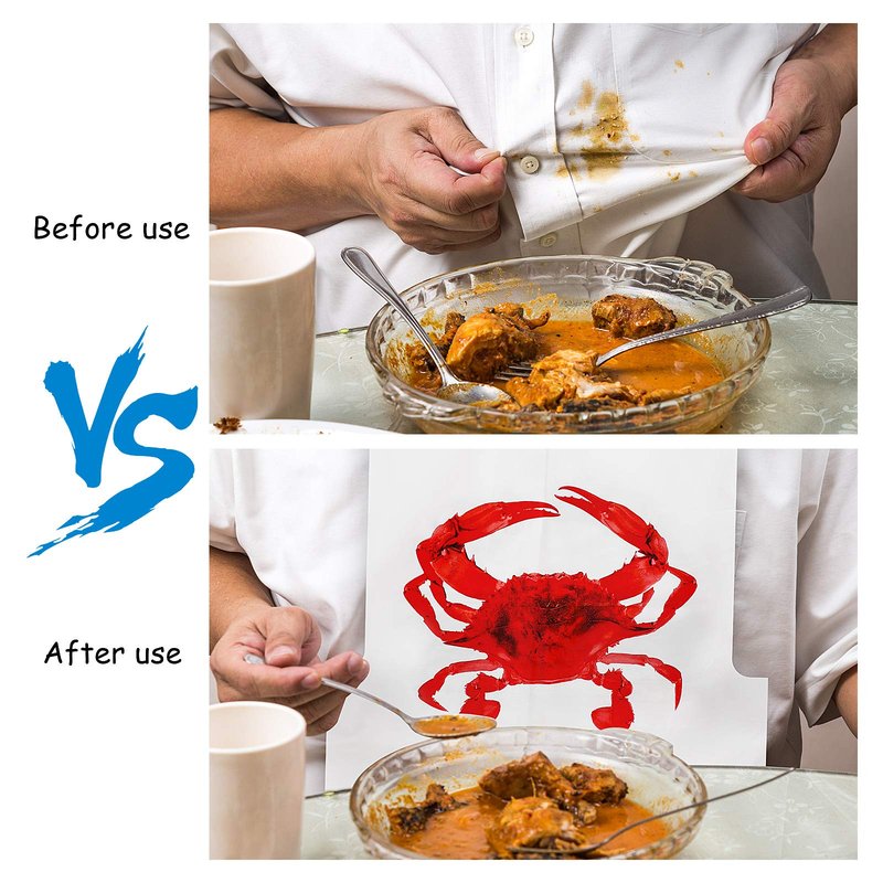 Patelai 50pcs Crab Lobster Bibs and 50 Pairs of Plastic Disposable Gloves Disposable Adult Crab Feast Bibs for Seafood(Crab Style)