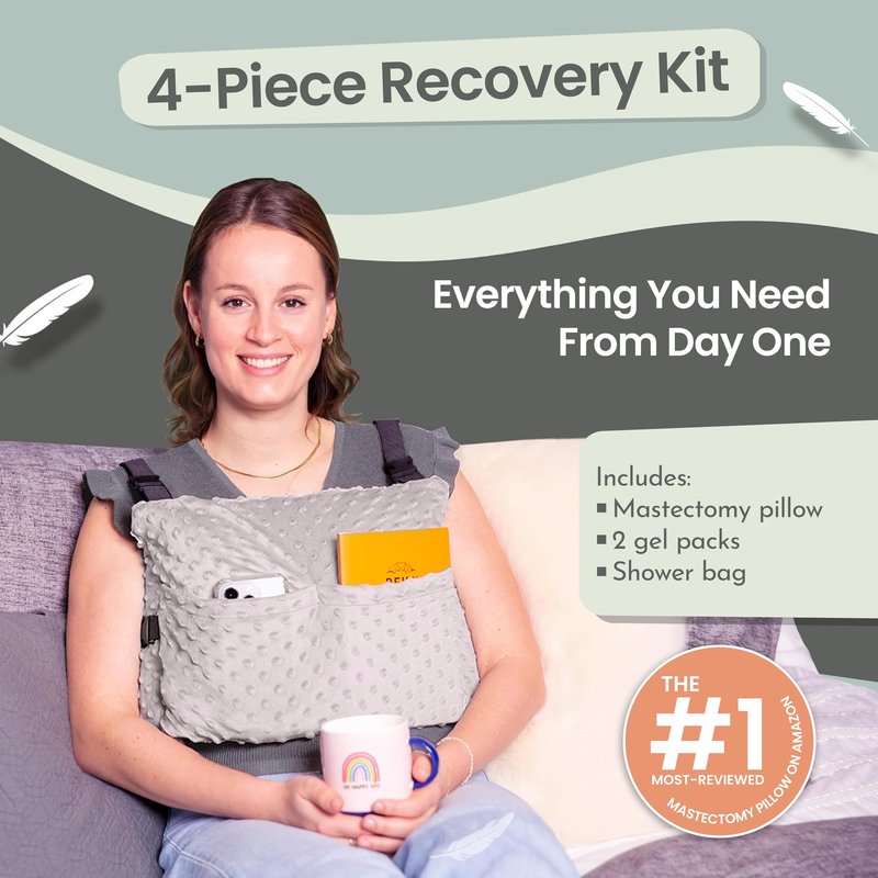 MOYOAMA Post Mastectomy Pillow – Hands-Free Protection with Secure Strap & Easy-Clean Washable Cover Breast Surgery Must Haves,Breast Reduction Recovery Supplies,Breast Augmentation