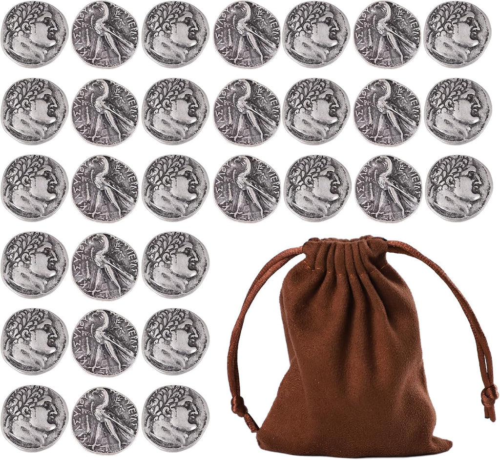 Regine Switzerland 30 Roman Coins - Authentic Silver Religious Coins with Coin Bag | Unique Christian Gifts for Priests