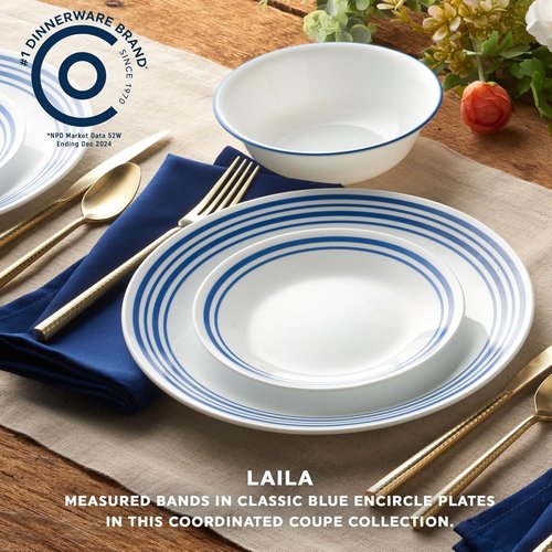 Corelle Vitrelle 18-Piece Dinnerware Set | Service for 6 | Triple Layer Chip & Crack Resistant - Laila Design
