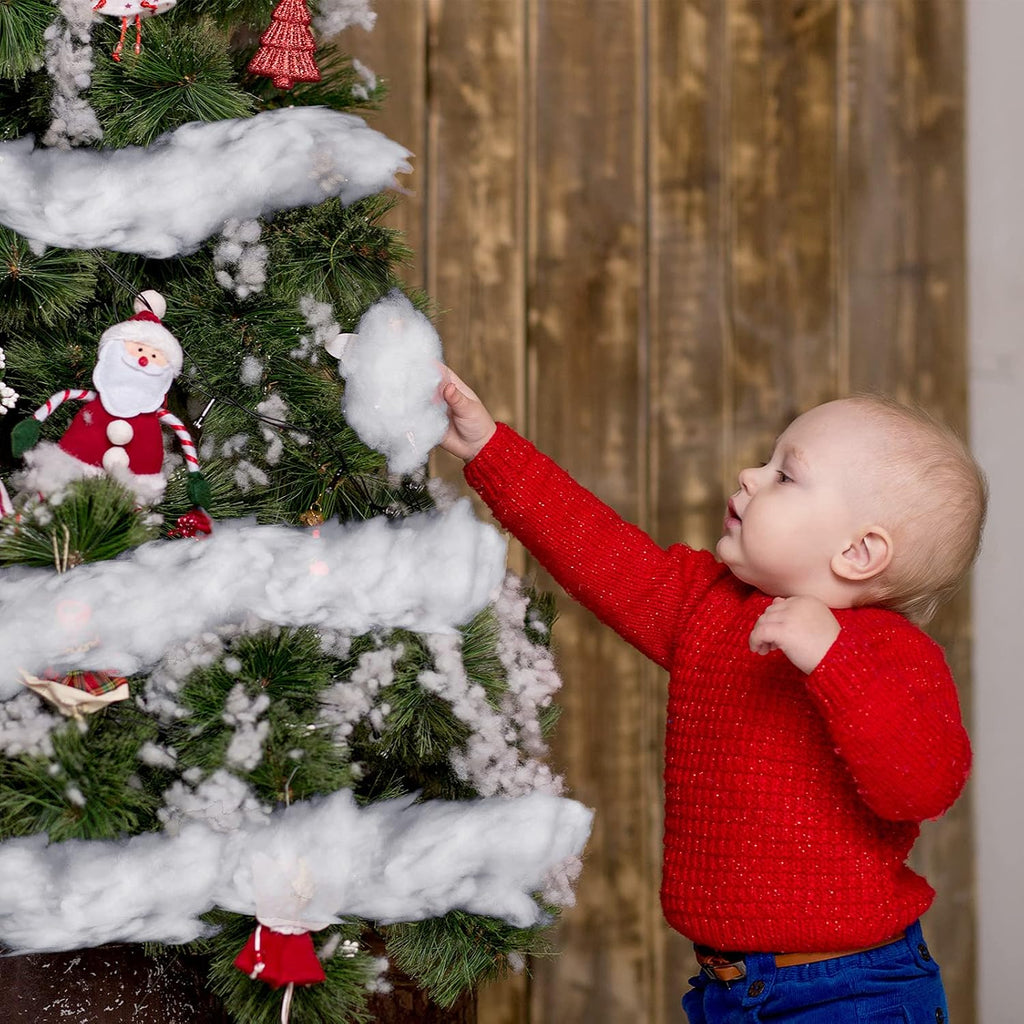 Riakrum Fake Snow Decor - Artificial Fluffy Fiber Stuffing for Tree Covering | 480g White Snow