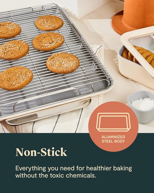 Caraway Nonstick Ceramic Bakeware Set - 11 Pieces with Assorted Pans & Cooling Rack | Non-Toxic, PTFE & PFOA Free - Black