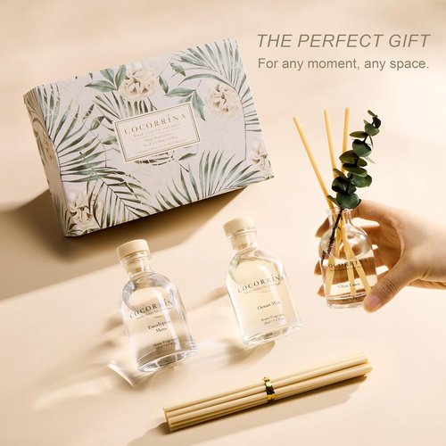 COCORRÍNA Eucalyptus Reed Diffuser Set - 3 Invigorating Scents: Eucalyptus & Moss, Clean Linen, Ocean Mist | 1.7 fl oz Each
