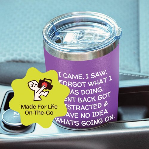KLUBI Fun Birthday Gifts for Women - I Came I Saw I Forgot Tumbler 20oz Purple Drinking Cups for Elderly Senior Citizen Tumbler I Came I Saw I Forgot Coffee Mug 40 Year Old Gag Gift for Female Her